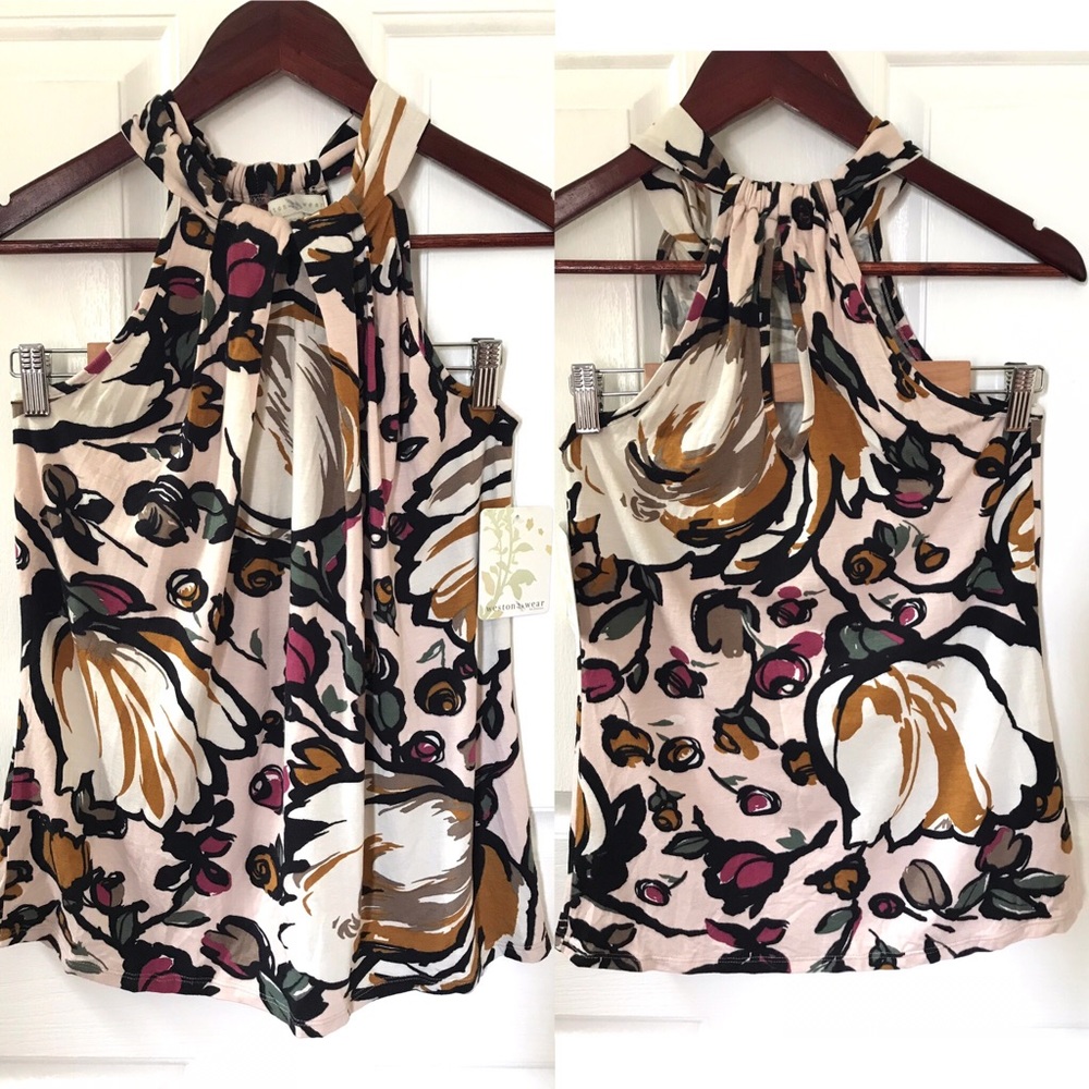 Anthro Weston Wear floral keyhole tank top NWT
